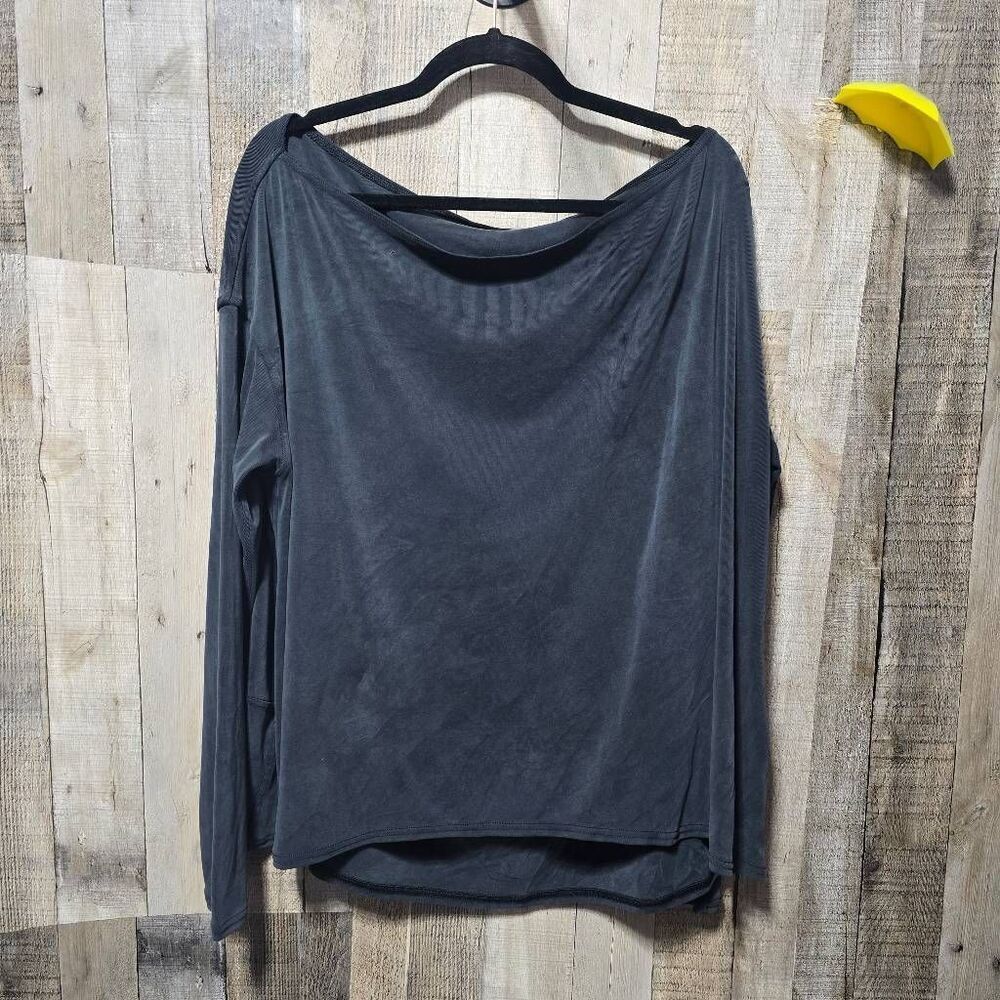 Lululemon Drapey Softstreme Off-The-Shoulder Long-Sleeve Shirt Black Large Comfy - Picture 2 of 6